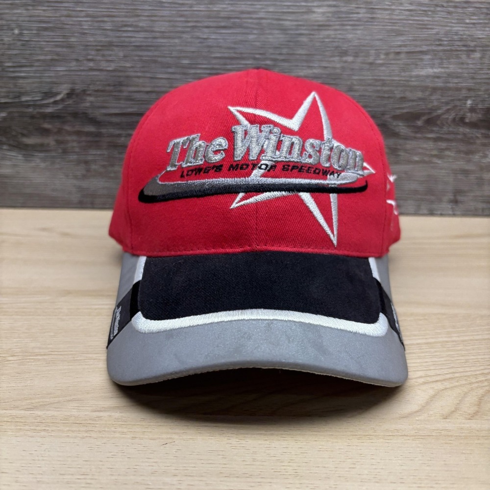 Vintage The Winston Lowes Hat Cap Strap Back Mens One Size Red NASCAR Racing